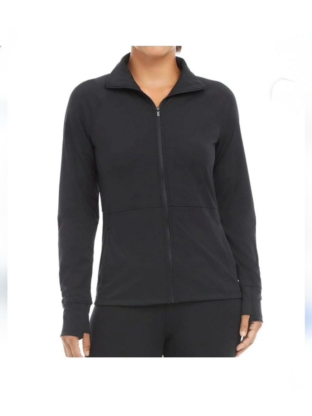 NEW WITH TAGS - Jockey Tulip Hem Stylish Functional Yoga Jacket Black in ‎Large - Picture 3 of 8
